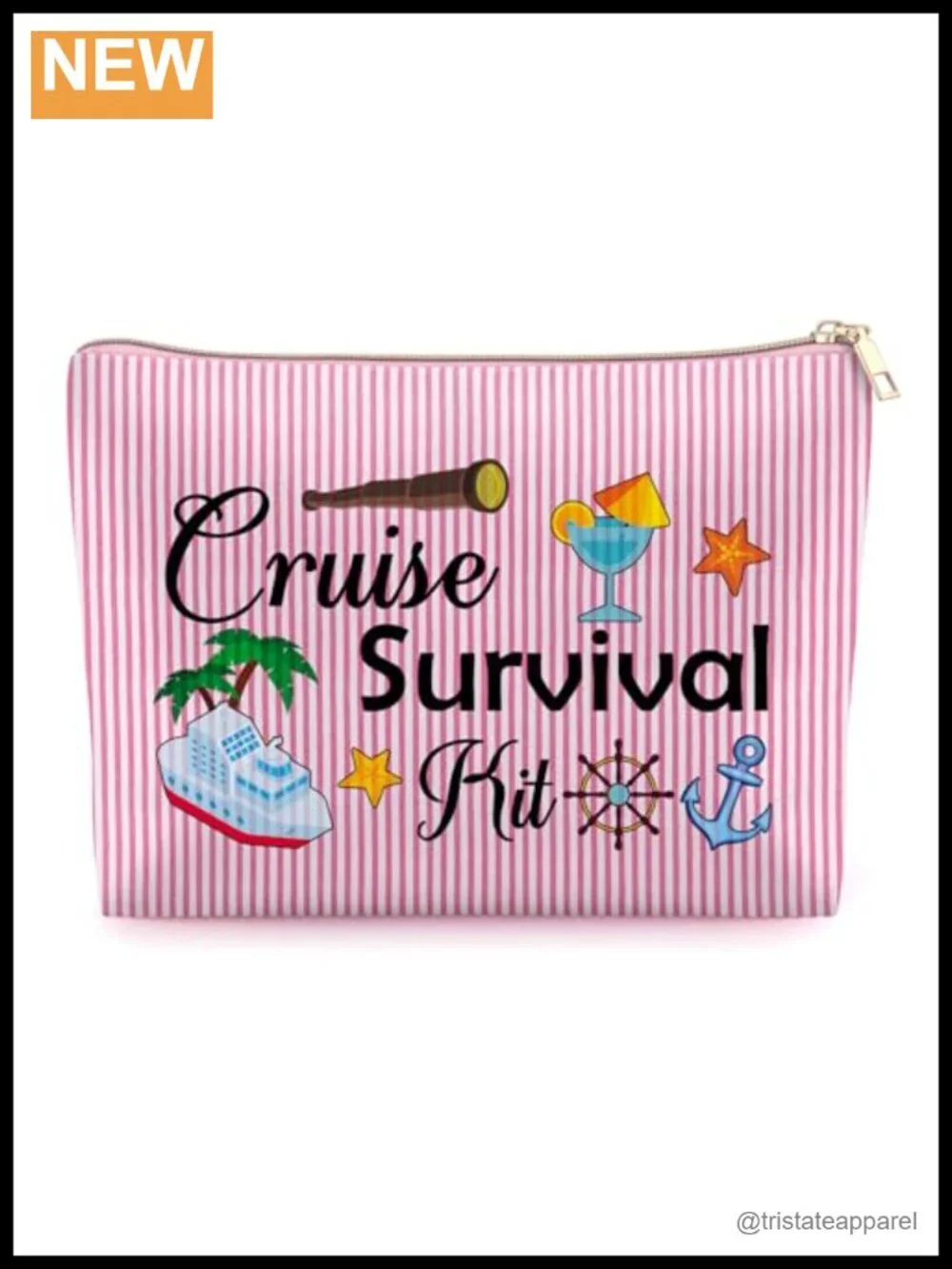 Cruise Travel Zipper Cosmetic Pouch Makeup Bag Beach Accessories Gift for Women
